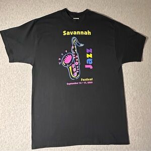 Vintage Savannah Jazz Festival Color GraphicT-Shirt 2000 Single Stitch XL Black